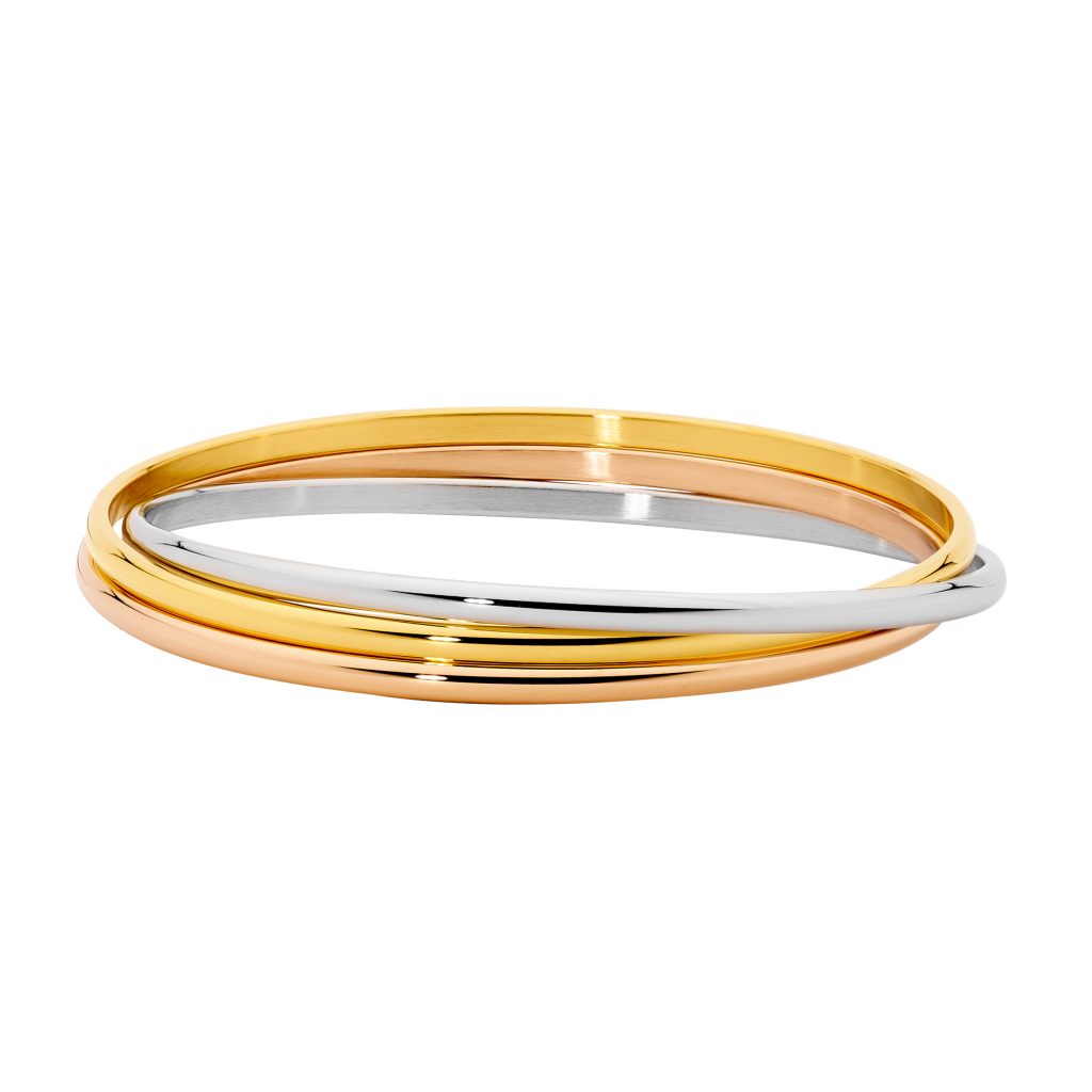 ELLANI COLLECTIONS 3TONE IP PLATED STAINLESS STEEL BANGLE