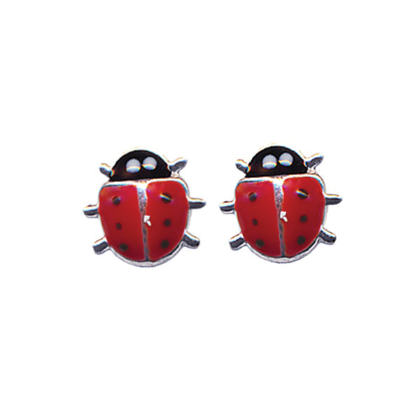 S/S 925 KIDS ENAMEL LADY BUG STUD EARRINGS