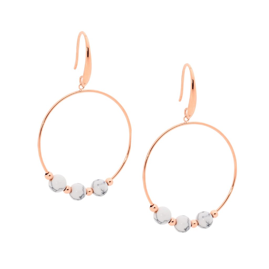 ELLANI ROSE ION PLATED STAINLESS STEEL EARRINGS