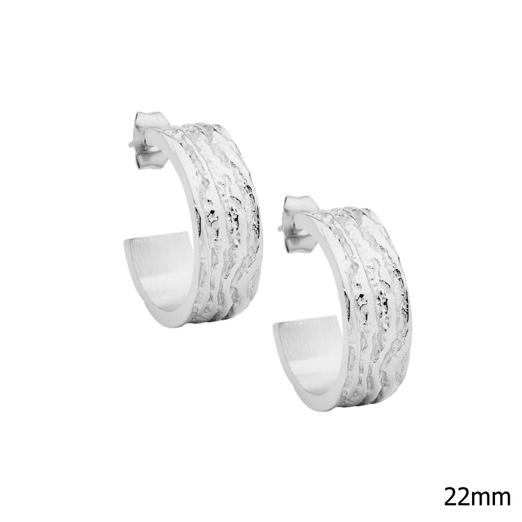 ELLANI COLLECTIONS STAINLESS STEEL 22MM STUD HOOP EARRINGS