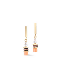 COEUR DE LION GEOCUBE® MINI FUSION APRICOT PEARL EARRINGS 4087/21-0230