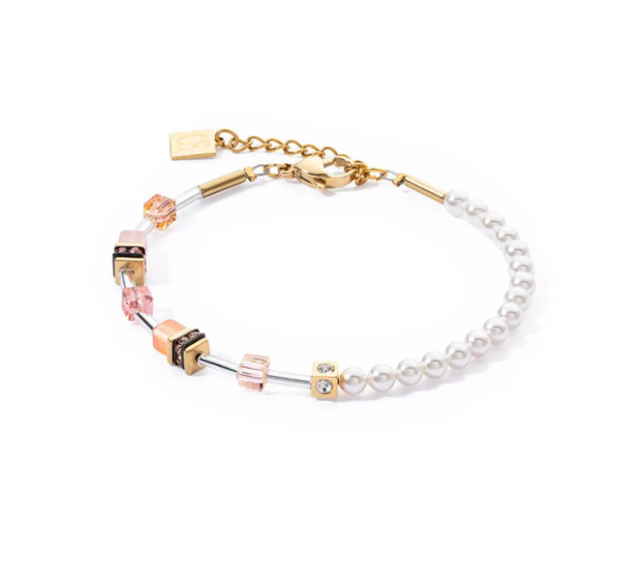 COEUR DE LION GEOCUBE® MINI FUDION APRICOT PEARL BRACELET4087/30-0230