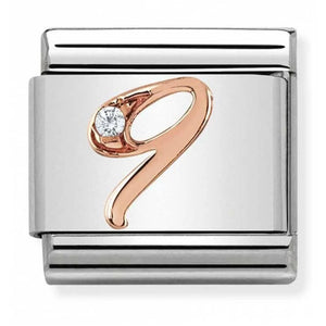 NOMINATION COMPOSABLE CLASSIC LINK 430315/09 NUMBER 9 IN 9K ROSE GOLD AND CZ