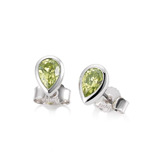 BRUENING 9K WG NATURAL PERIDOT STUD EARRINGS