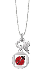 S/S 925 KIDS HERZENGEL RED LADYBUG & WINGHEART NECKLACE