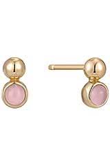 ANIA HAIE GOLD ORB ROSE QUARTZ STUD EARRINGS