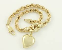 9CT YG HOLLOW HEART ROPE CHAIN NECKLACE 45CM