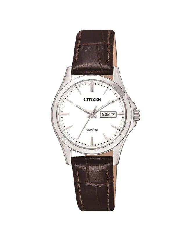 CITIZEN LADIES LEATHER ANALOG WATCH EQ0591-21A