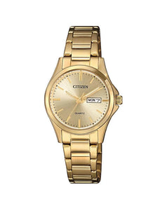 CITIZEN LADIES GOLD ANALOG WATCH EQ0593-85P