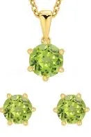 9K YG NATURAL PERIDOT PENDANT & EARRING SET