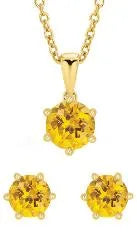 9K YG NATURAL CITRINE PENDANT & EARRING SET