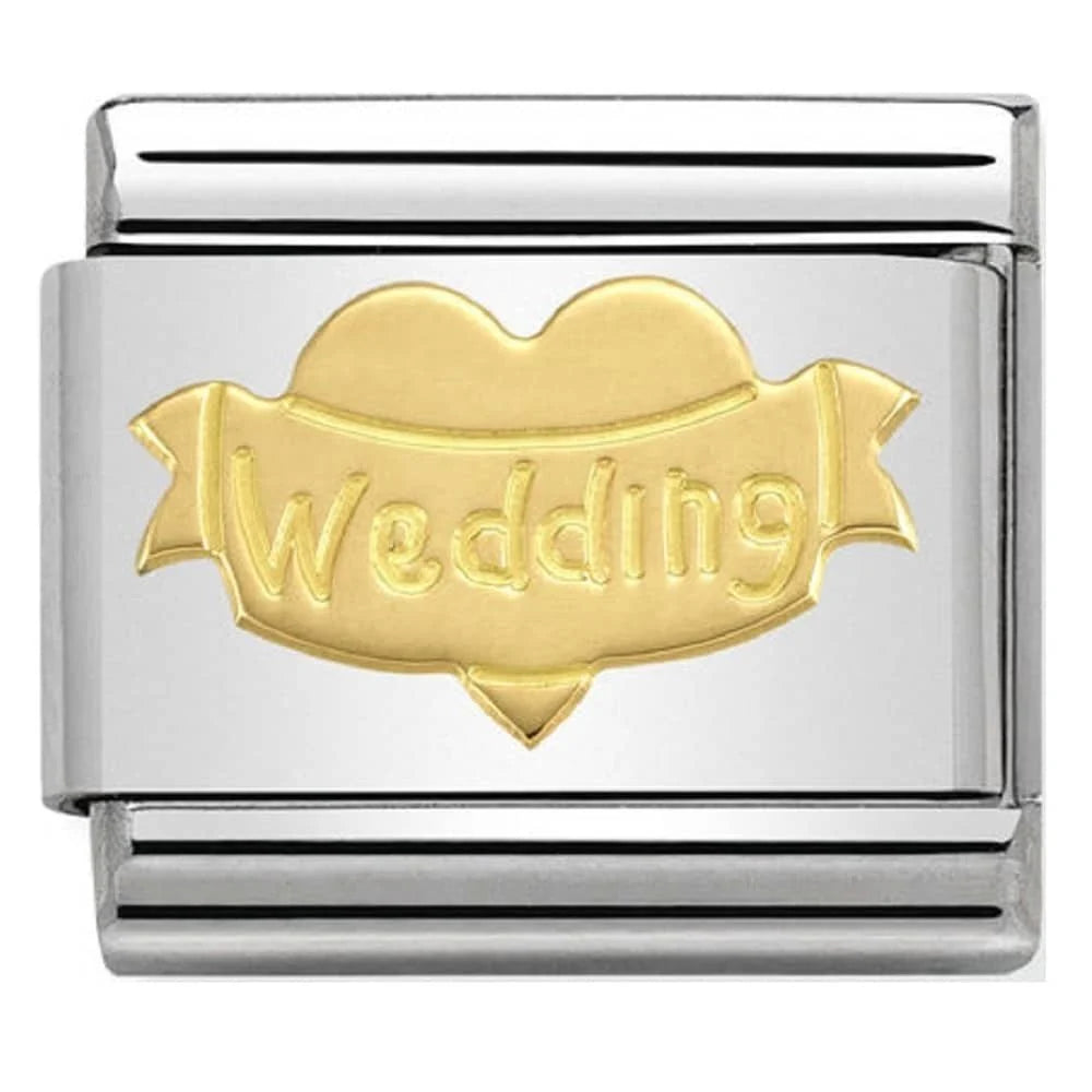 NOMINATION COMPOSABLE CLASSIC LINK 030162/32 HEART WEDDING 18K GOLD