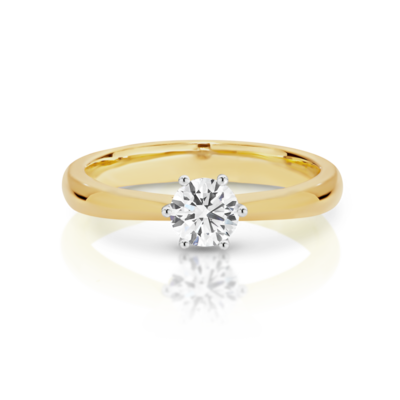 18K YG & WG DIAMOND SOLITAIRE RING