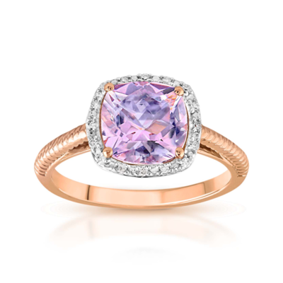 9K RG NATURAL PINK AMETHYST & DIA RING