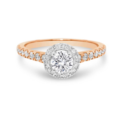 18K RG & WG DIAMOND HALO SHOLDER RING