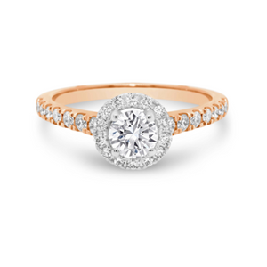 18K RG & WG DIAMOND HALO SHOLDER RING