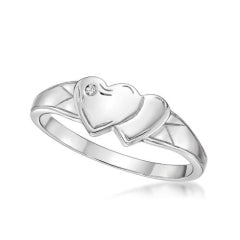 SS 925 KIDS DOUBLE HEART SIGNET RING