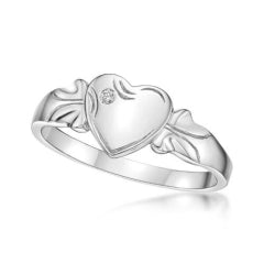 SS 925 KIDS SINGLE HEART SIGNET RING