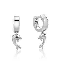 SS 925 KIDS RHP HUGGIE EARRING WITH DOLPHIN DANGLE