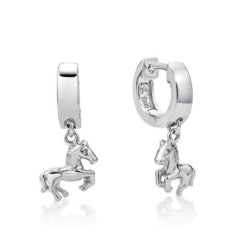 S/S 925 KIDS ARTICULATED HORSE DANGLE HUGGIE EARRINGS