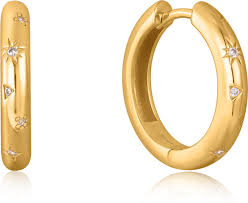 ANIA HAIE GOLD SCATTERED STAR HOOP EARRINGS