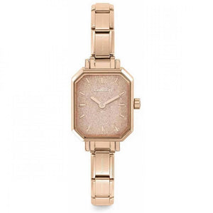 NOMINATION PARIS ROSE TONE RECTANGULAR GLITTER DIAL LADIES WATCH