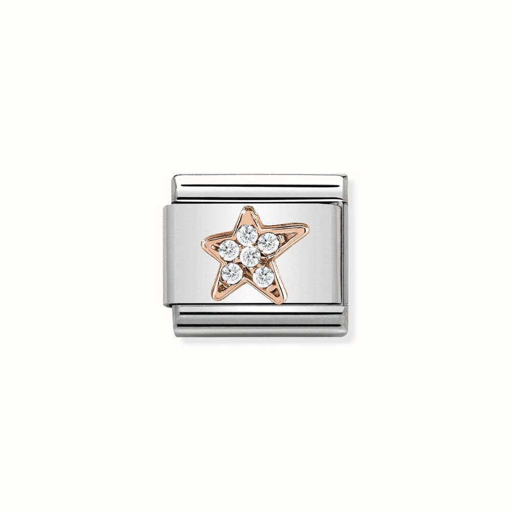 NOMINATION COMPOSABLW CLASSIC LINK 430302/16 9K ROSE GOLD ASYMMETRIC CZ STAR