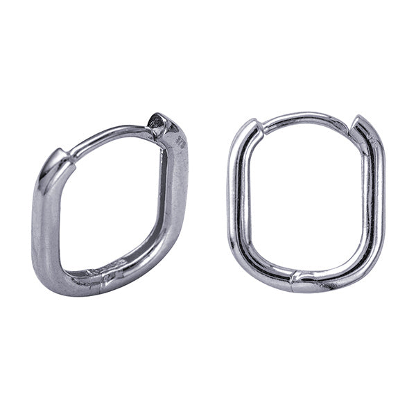 9CT WG RECTANGULAR HUGGIE EARRINGS