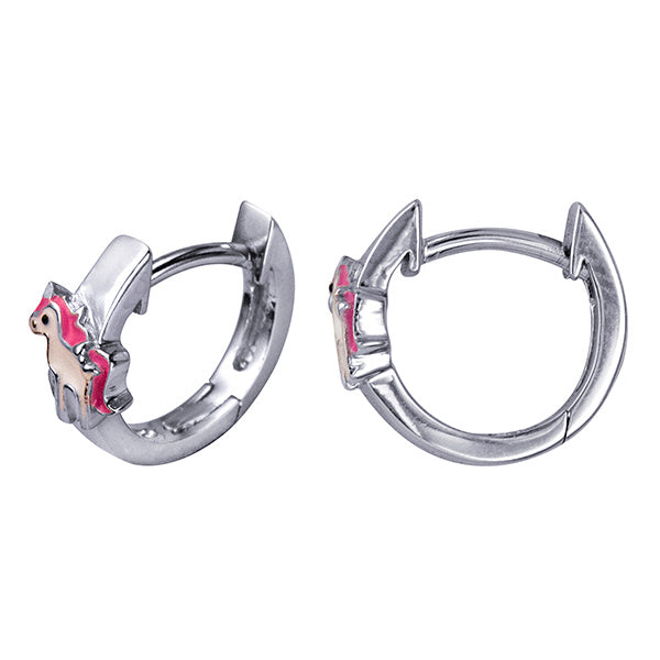 S/S 925 KIDS ENAMEL UNICORN HUGGIE EARRINGS