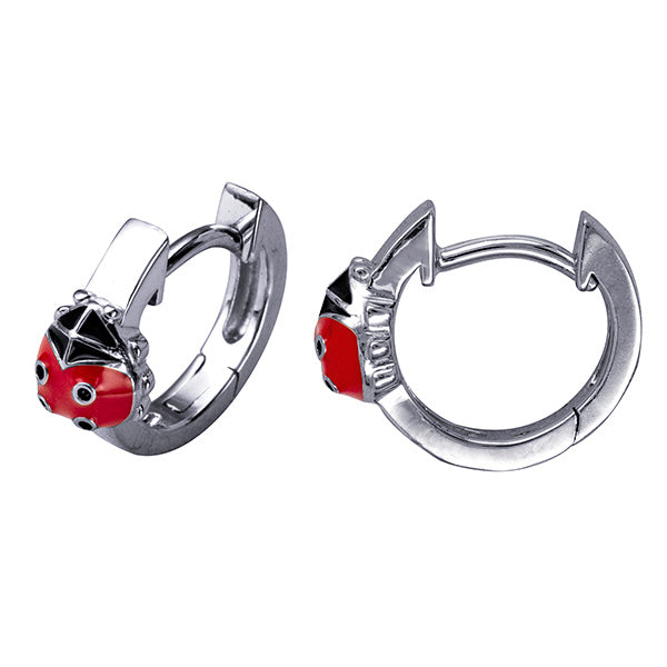 SS 925 KIDS ENAMEL LADYBIRD HUGGIE EARRINGS