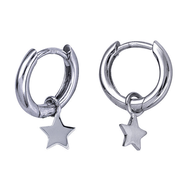 S/S 925 KIDS STAR DANGLE HUGGIE EARRINGS