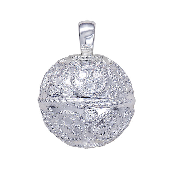 S/S LACE PATTERN BALL MEMORIAL PENDANT WITH SCREW OPENING BAIL