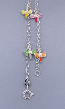 SS 925 KIDS COLORED ENAMEL DRAGONFLY ANCHOR BRAC - 2.4g 15+2CM