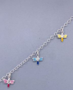 SS 925 KIDS COLORED ENAMEL DRAGONFLY ANCHOR BRAC - 2.4g 15+2CM