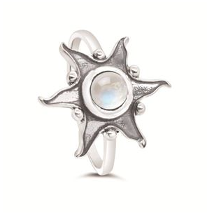 S/S NATURAL MOONSTONE STAR RING 18MM