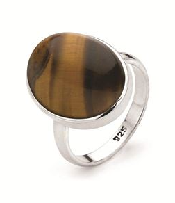 S/S NATURAL TIGER'S EYE RING