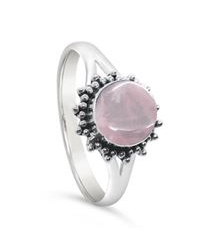 S/S NATURAL ROSE QUARTZ RING 8MM