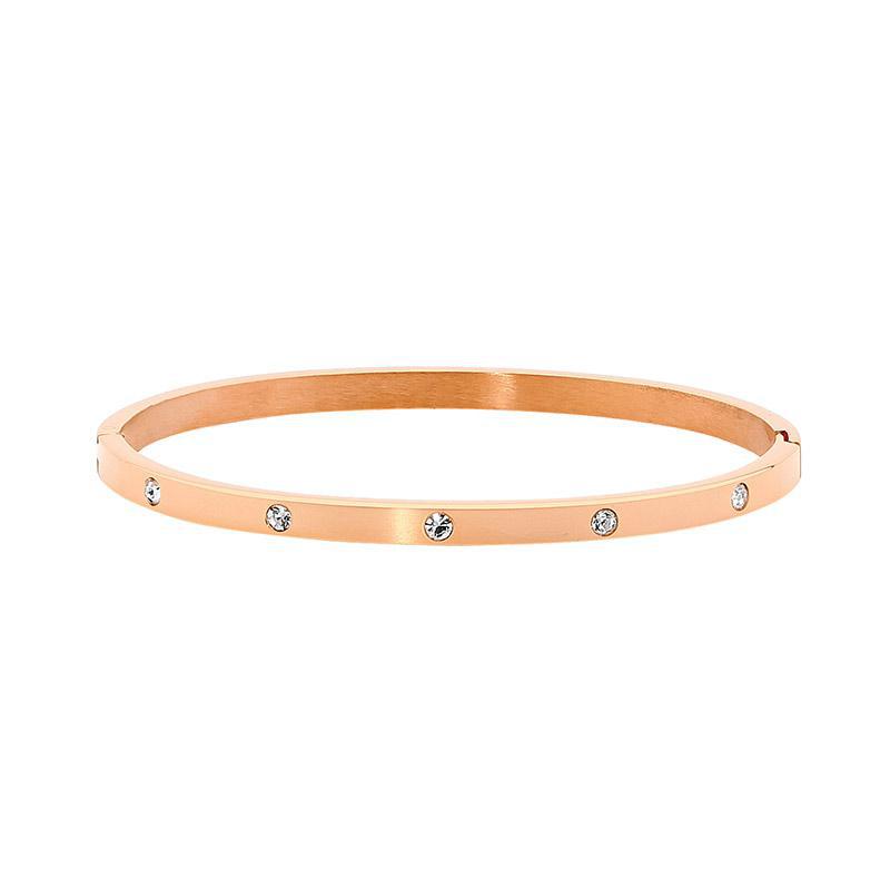 ELLANI COLLECTIONS ROSE IP PLATED STAINLESS STEEL BANGLE