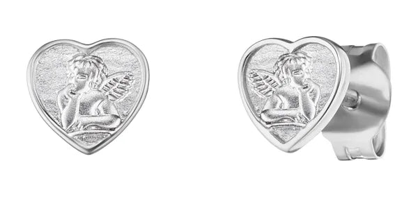 S/S 925 KIDS HERZENGEL GUARDIAN ANGEL HEART STUD EARRINGS