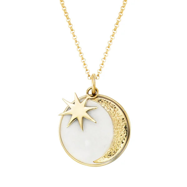 ENGELSRUFER GOLD SUN, MOON & STAR ENAMEL NECKLACE